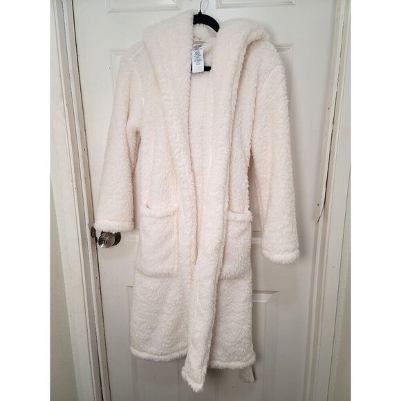 Pottery Barn Teen Hooded Plush Fleece Bathrobe Belt & Pockets - Picture 2 of 13